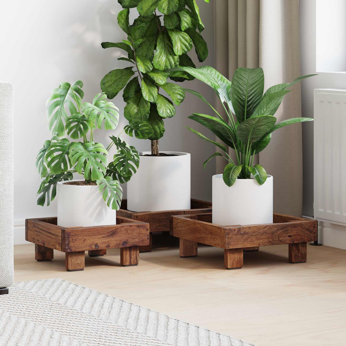 Planteholder 3 Pcs Brun Mahogni Træ