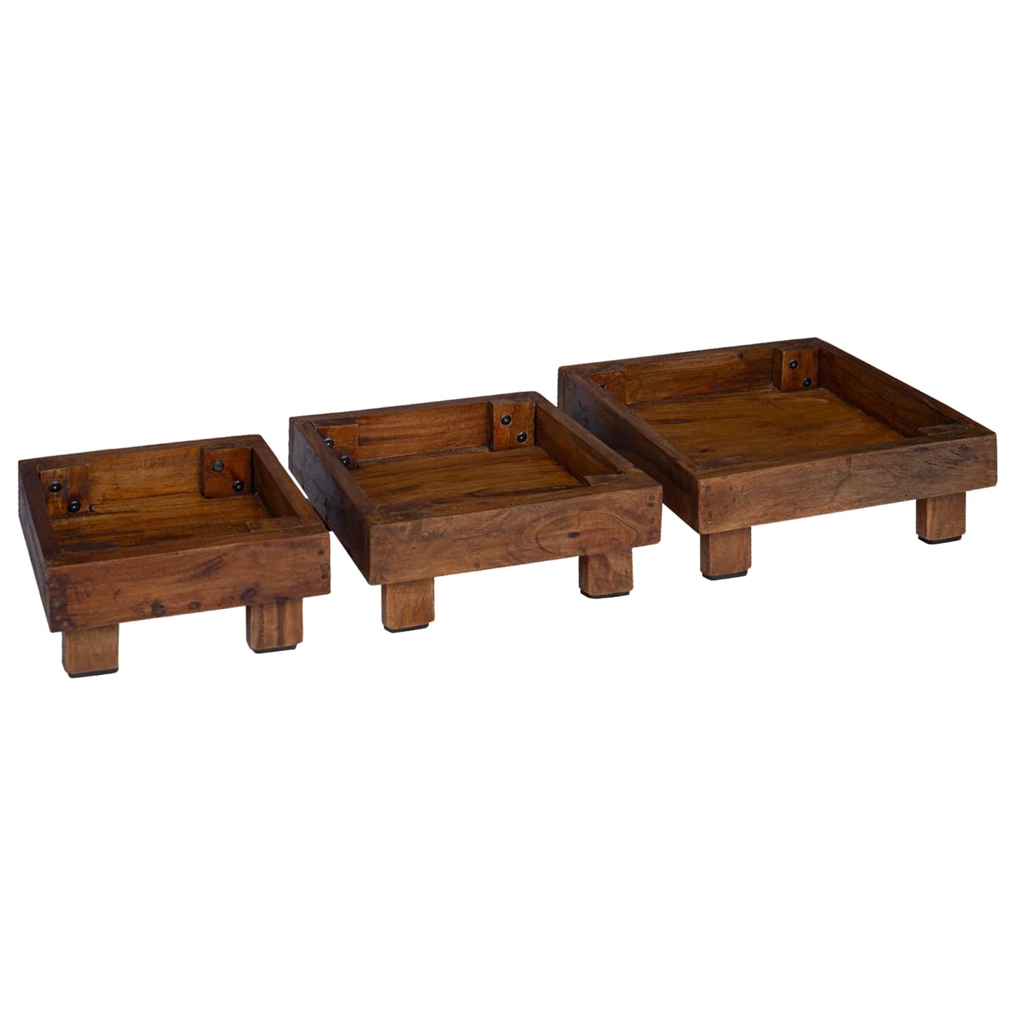 Planteholder 3 Pcs Brun Mahogni Træ