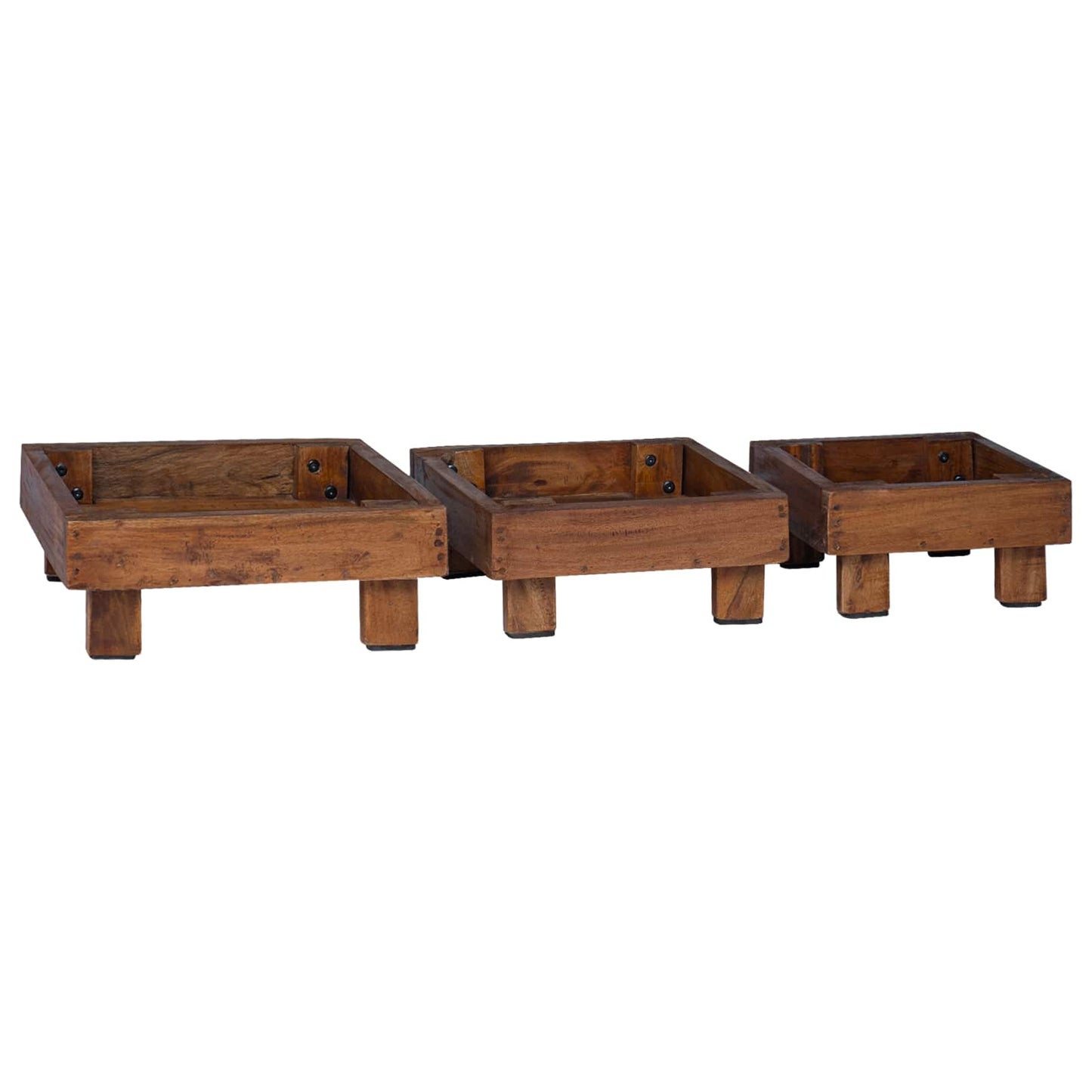 Planteholder 3 Pcs Brun Mahogni Træ