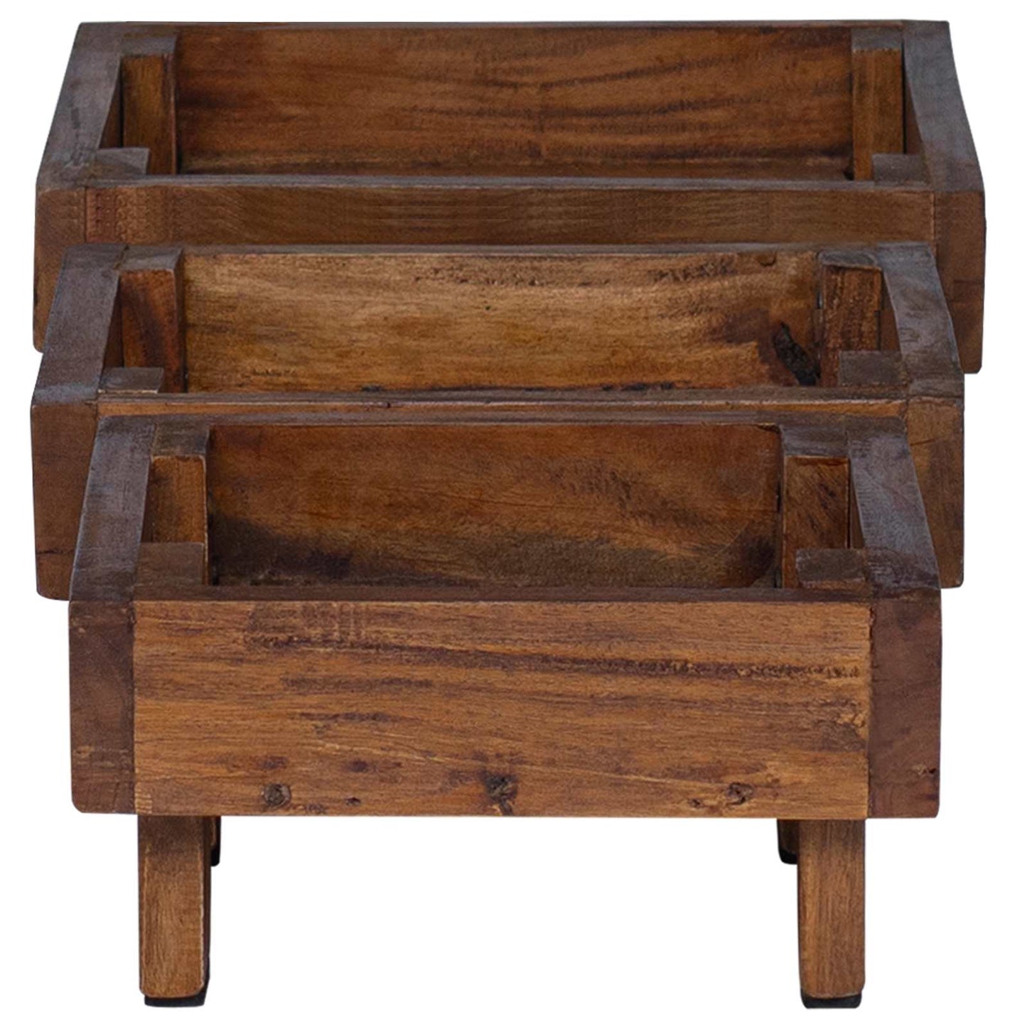 Planteholder 3 Pcs Brun Mahogni Træ