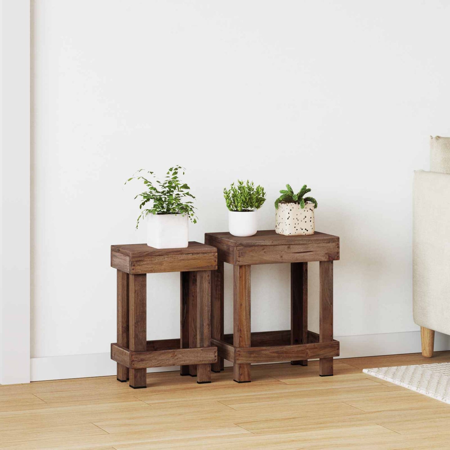 Planteholder 2 Pcs Brun 70 X 11 X 27 Cm Mahogni Træ