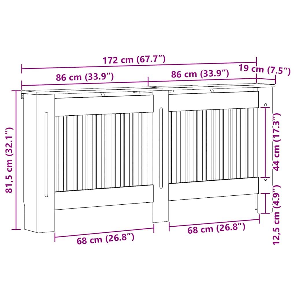 Radiatorcover Beton Grå 172 X 19 X 81,5 Cm Konstrueret Træ