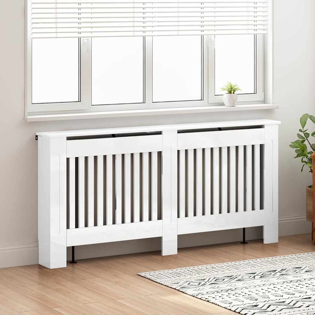 Radiatorcover Høj Gloss Hvid 172 X 19 X 81,5 Cm Konstrueret Træ