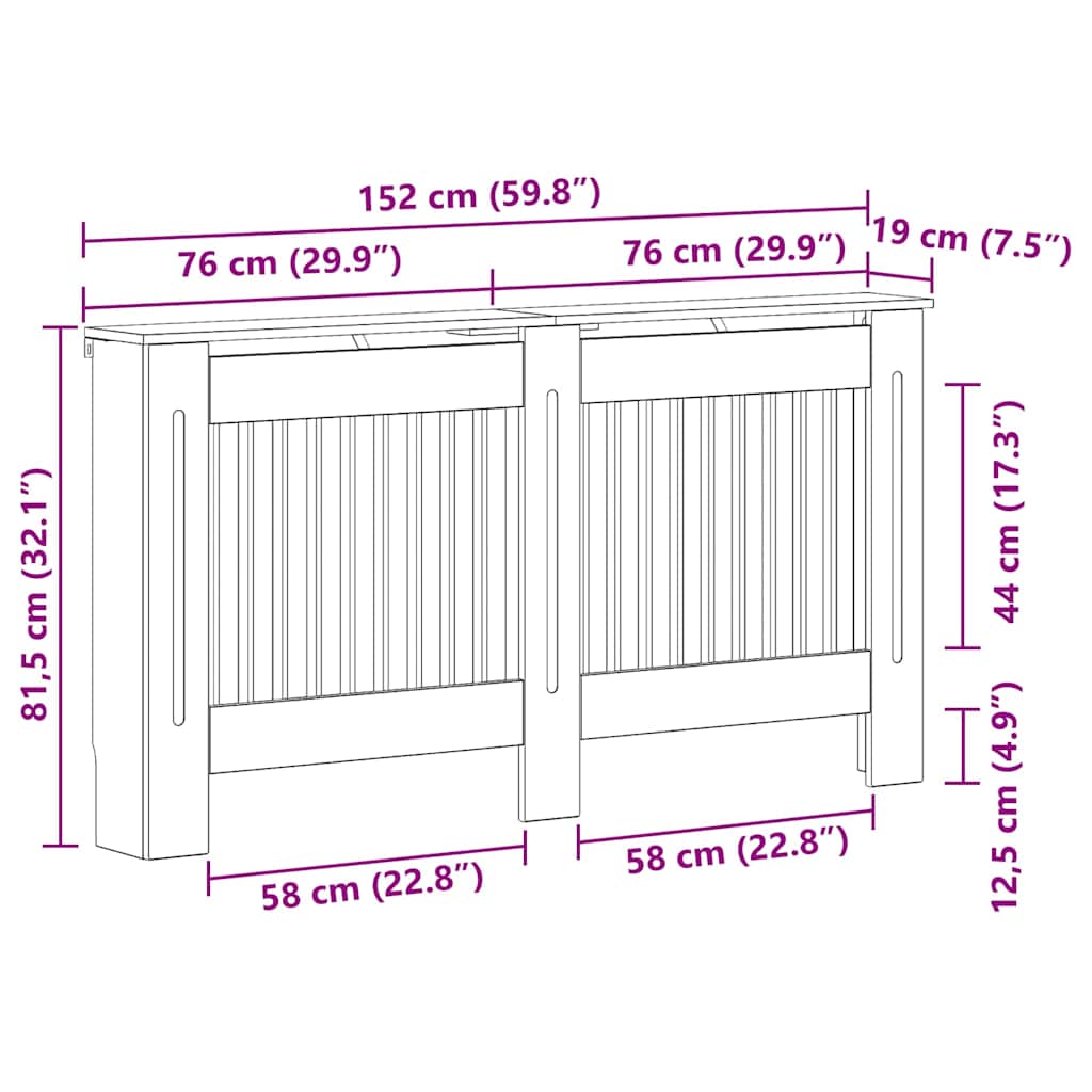 Radiatorcover Beton Grå 152 X 19 X 81,5 Cm Konstrueret Træ