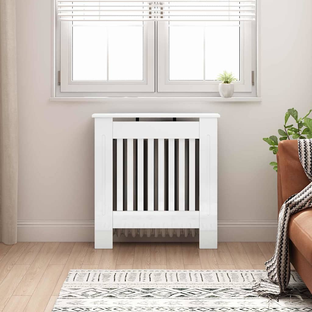 Radiatorcover Høj Gloss Hvid 78 X 19 X 81,5 Cm Konstrueret Træ
