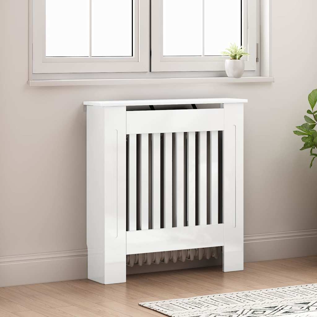 Radiatorcover Høj Gloss Hvid 78 X 19 X 81,5 Cm Konstrueret Træ