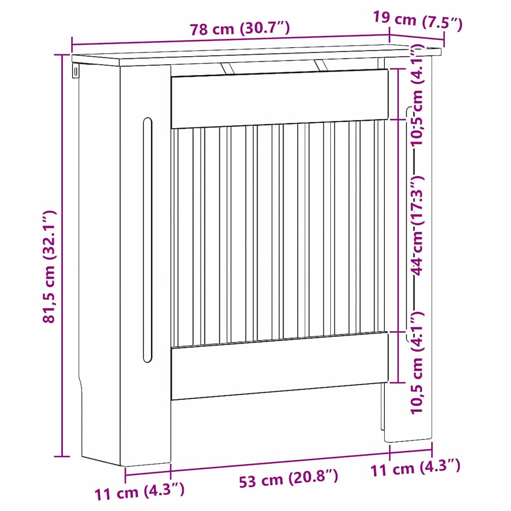 Radiatorcover Røget Eg 78 X 19 X 81,5 Cm Konstrueret Træ