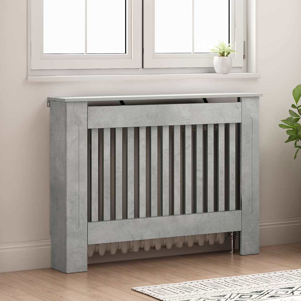 Radiatorcover Beton Grå 112 X 19 X 81,5 Cm Konstrueret Træ