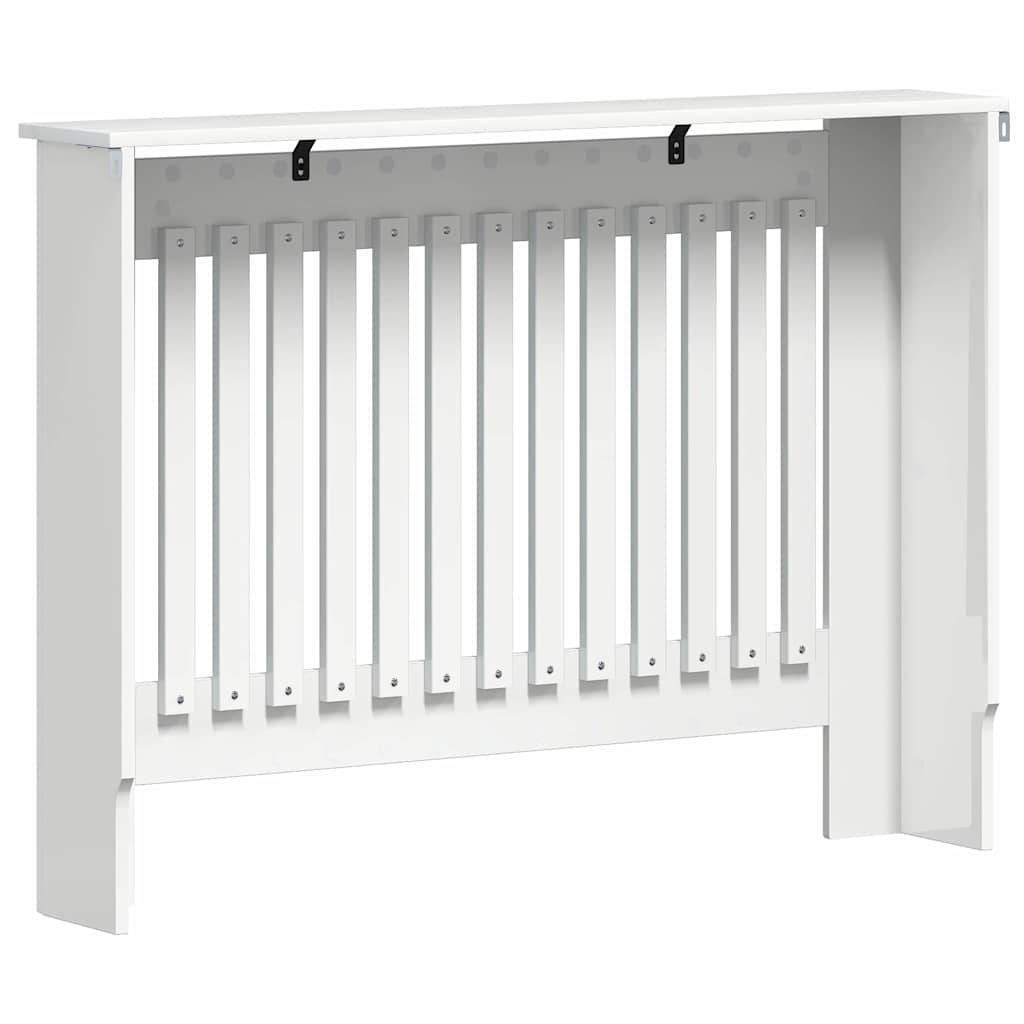 Radiatorcover Høj Gloss Hvid 112 X 19 X 81,5 Cm Konstrueret Træ