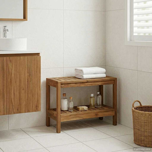 Badeværelse Side Bord Naturfarvet 60 X 30 X 45 Cm