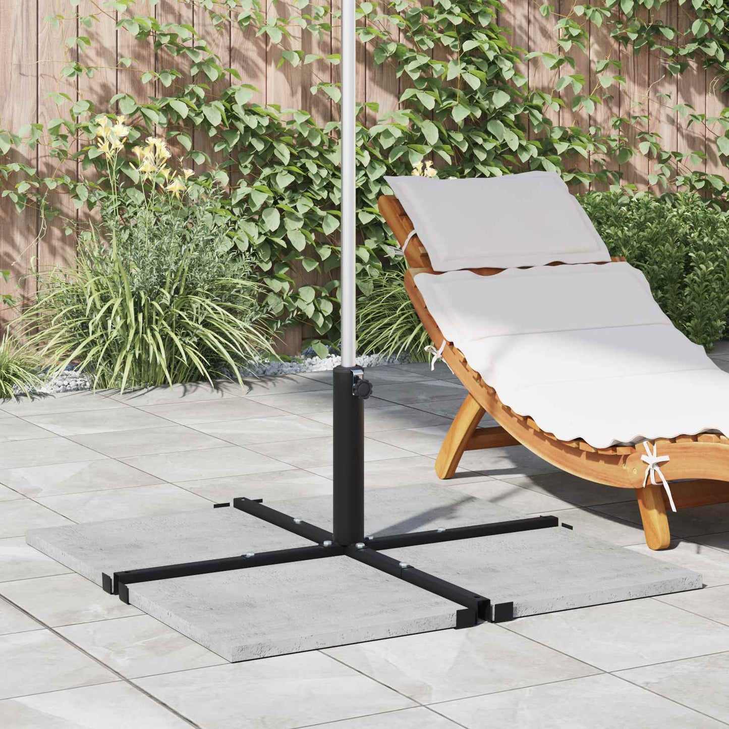 Parasol Base Krydsramme Sort Stål For 25–50 Mm Pole