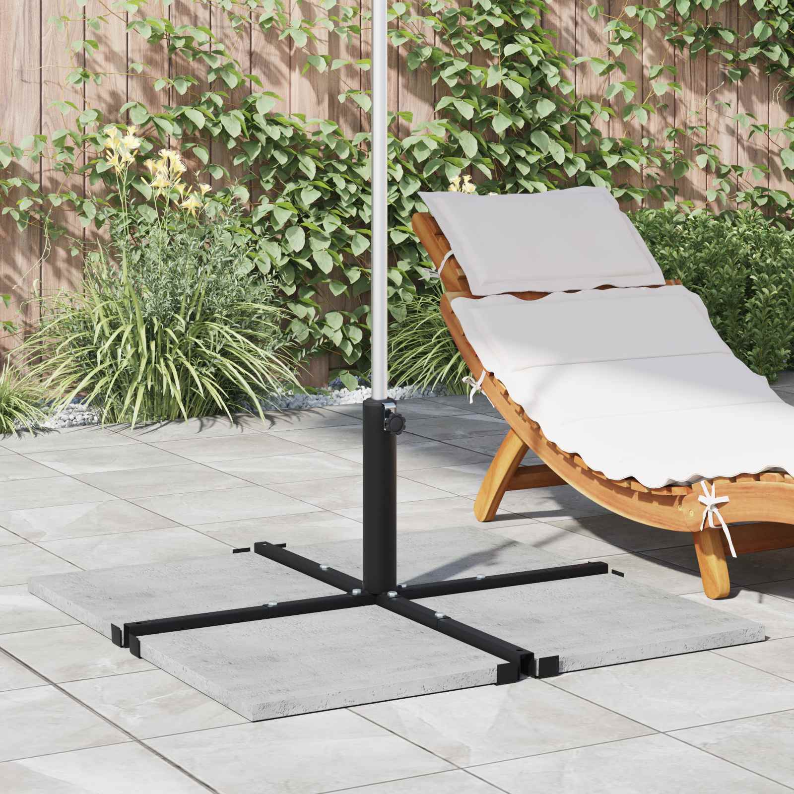 Parasol Base Krydsramme Sort Stål For 25–50 Mm Pole
