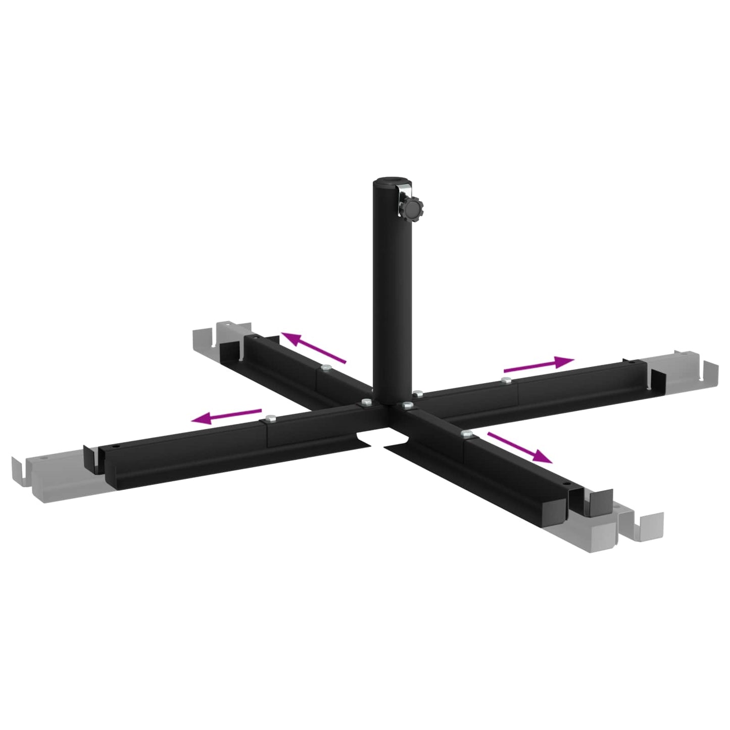 Parasol Base Krydsramme Sort Stål For 25–50 Mm Pole