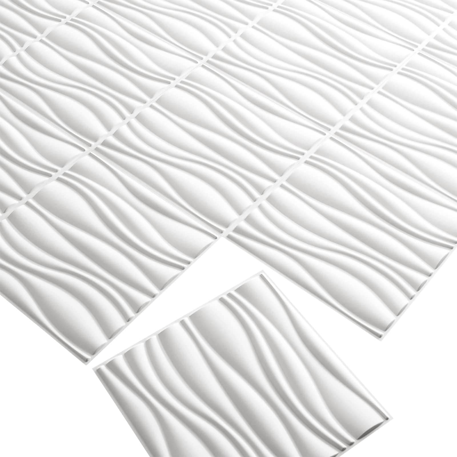 Vægpaneler 12 Pcs Hvid 50 X 50 Cm Formet Naturlig Plantefiber
